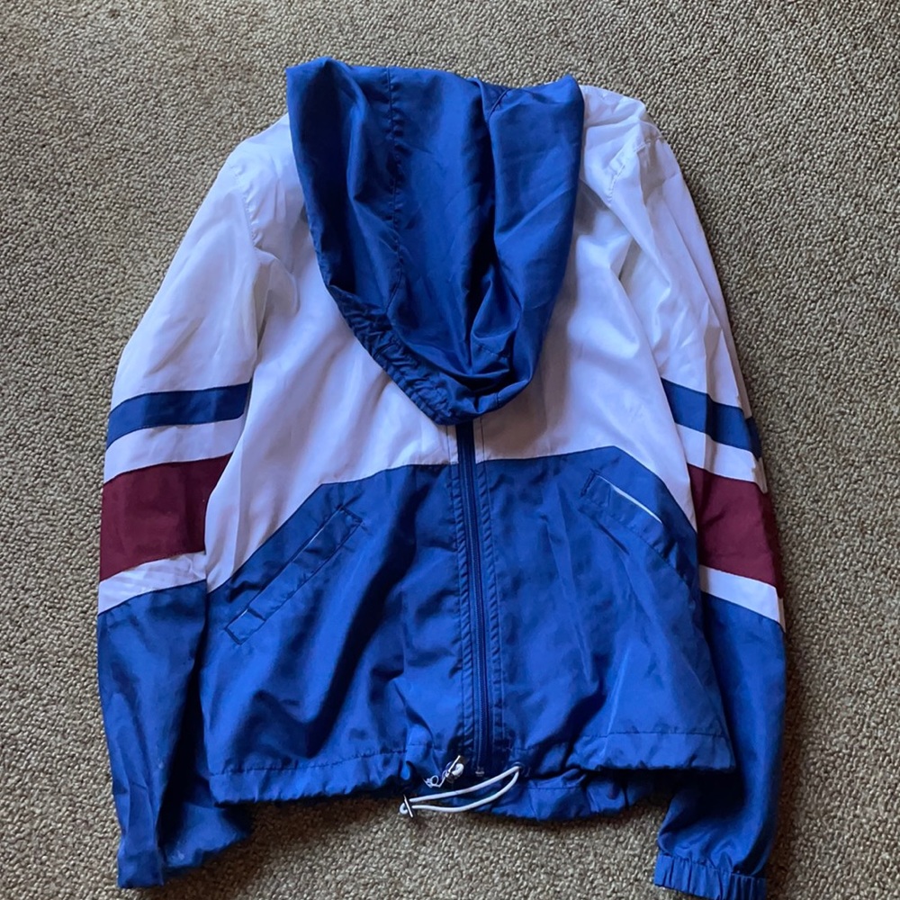 White and blue windbreaker